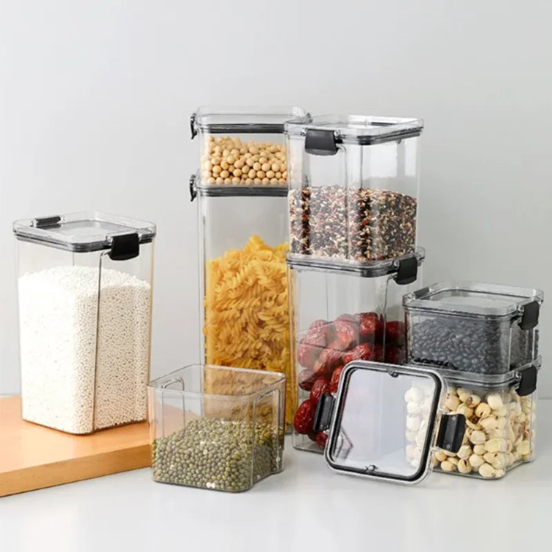 4 Pots Kit Stackable with Lock and High-seal for Food and Makeup Kitchen Organizer