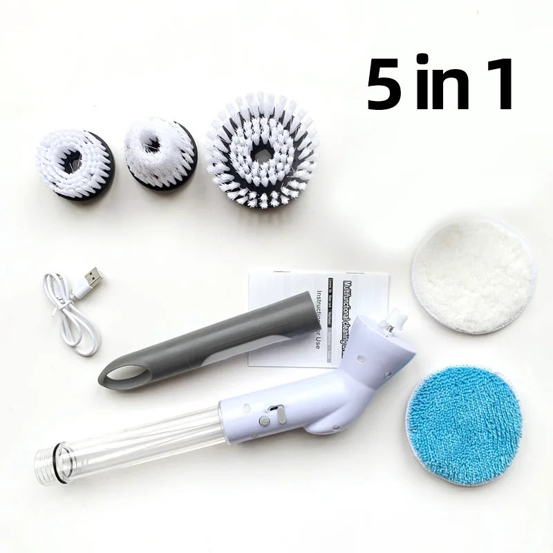 New 8-in-1 LCD Cordless Electric Cleaning Brush with Long Handle, Retractable Bathroom Toilet Floor, Electric Cleaning Brush