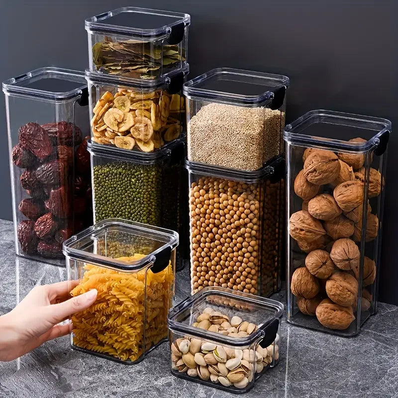 4 Pots Kit Stackable with Lock and High-seal for Food and Makeup Kitchen Organizer