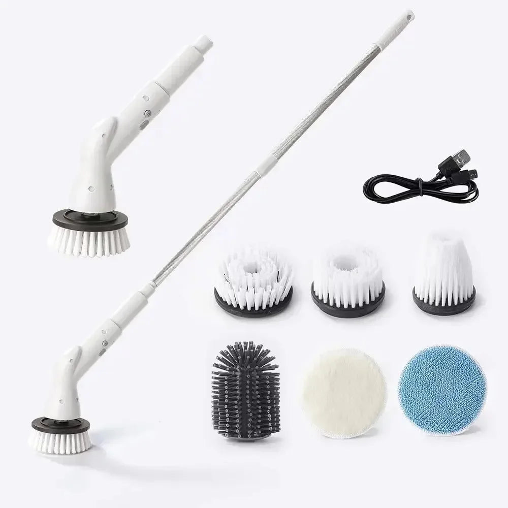 New 8-in-1 LCD Cordless Electric Cleaning Brush with Long Handle, Retractable Bathroom Toilet Floor, Electric Cleaning Brush